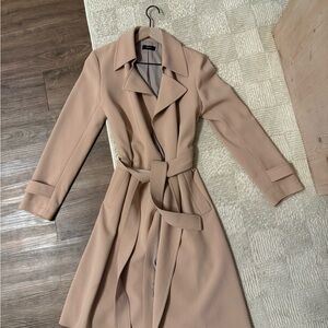 Theory Light Tan Crepe Coat